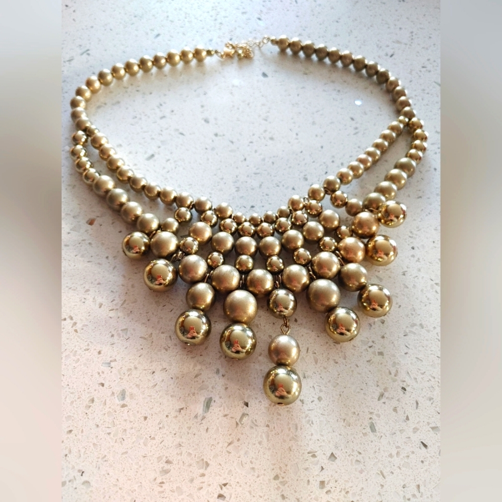 Gold Collar Necklace with Graduated Gold Beads